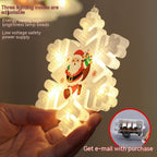 Multiple Christmas snowflake lights showing sucker design for window display