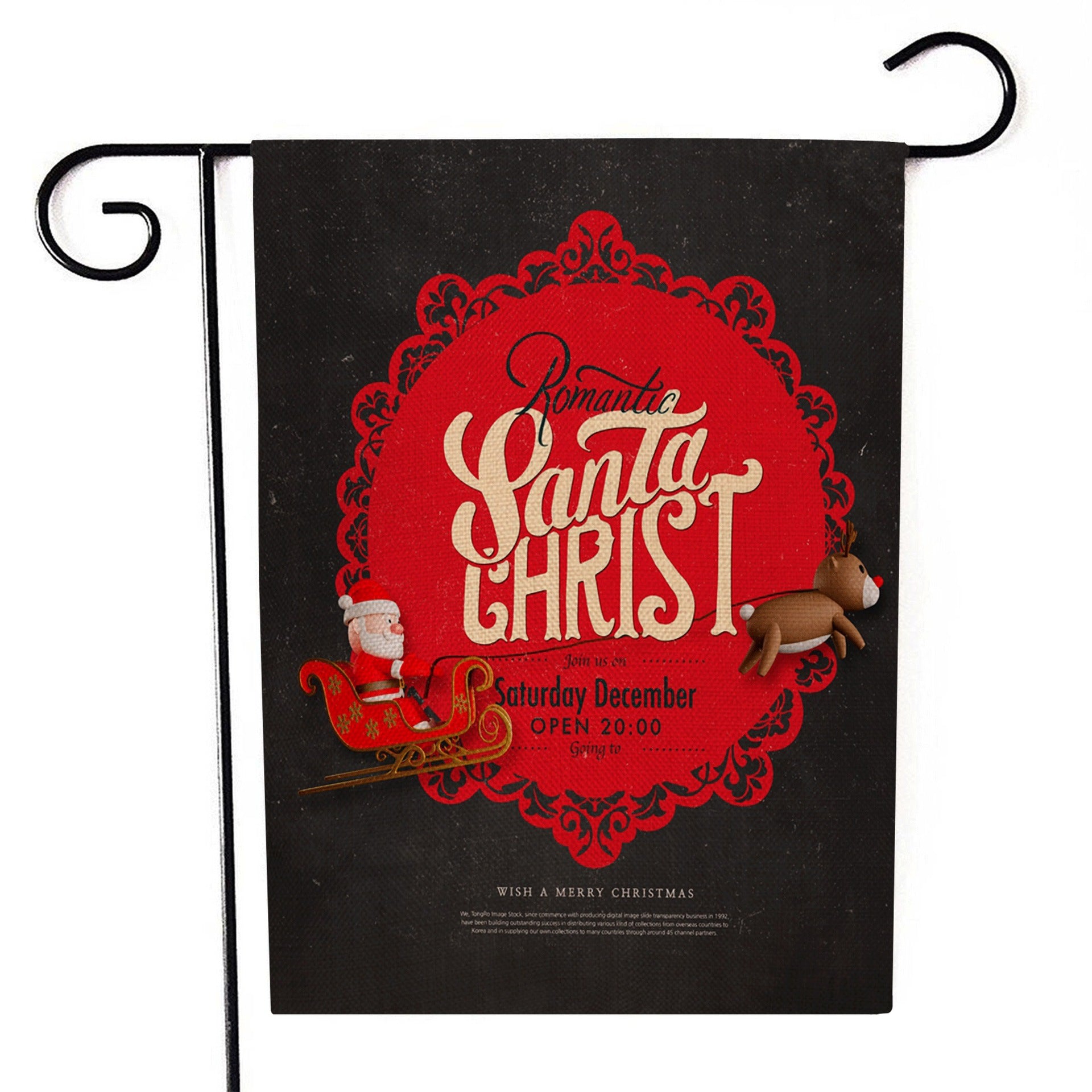 Holiday garden flag featuring jolly Santa Claus for outdoor Christmas cheer