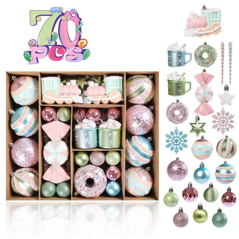 Christmas decoration set showcasing festive painted crafts for warm holiday home atmosphere
