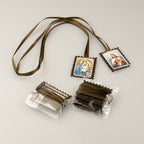 Retro cloth pendant displayed flat against a colored background