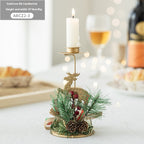 Star topped golden wrought iron candlestick for Christmas