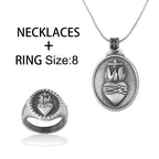 Sacred heart pendant cross design necklace with matching ring accessories