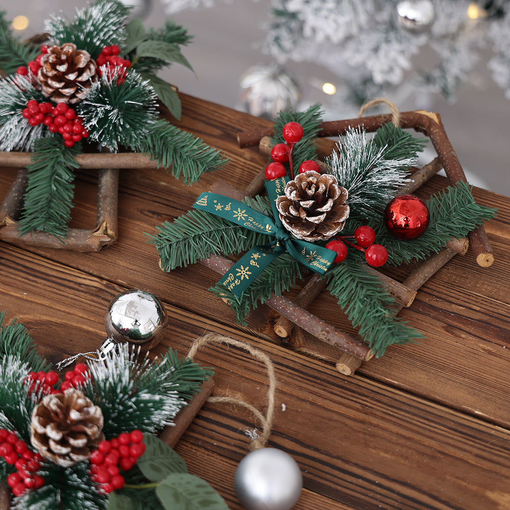 Five-pointed star ornament hanging on a Christmas tree, nativity faith symbol