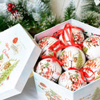 Christmas gift box with tree pendant decoration displayed