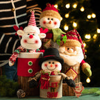 Colorful knitted flannel Christmas Eve gift box with cartoon holiday design, festive home decor