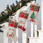 Christmas stocking set showing detail of cloth fabric texture