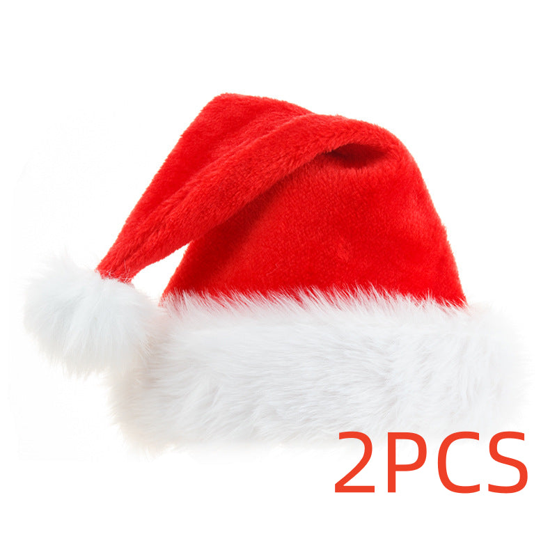 Soft plush red and white Santa Christmas hat with fluffy brim