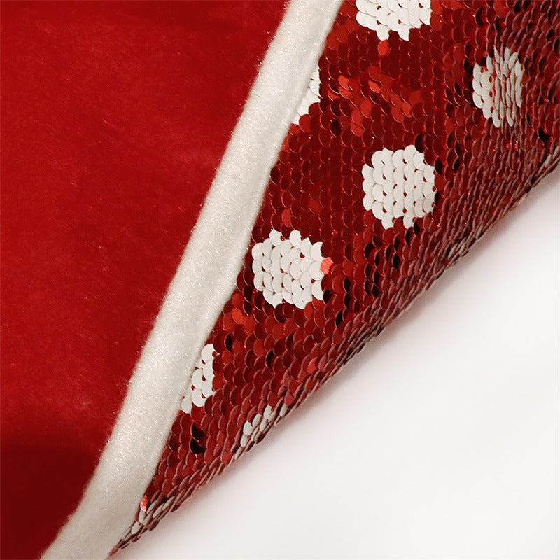 Festive Red and White Sequins Christmas Tree Skirt Secondary image