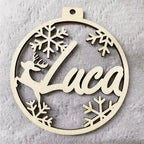 Handcrafted wooden ornament with English name carving personalization