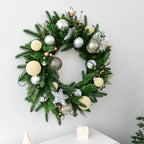 Green pine leaf Christmas garland with lamp lights arranged for display