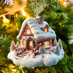 Snow house acrylic Christmas decoration displayed in winter scene