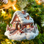 Snow house acrylic Christmas decoration displayed in winter scene