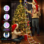 Holiday light display featuring festive Santa Claus figure