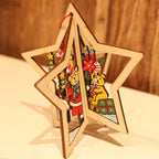 Wooden star ornament with warm golden finish for holiday decorating