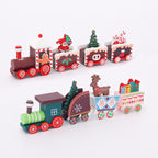 Handcrafted wooden train ornament capturing Christmas wonder and holiday spirit