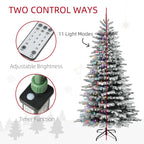 7.5ft snow-flocked Christmas tree as centerpiece in decorated home during holiday season