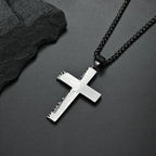 Men wearing double cross pendant necklace - faith jewelry