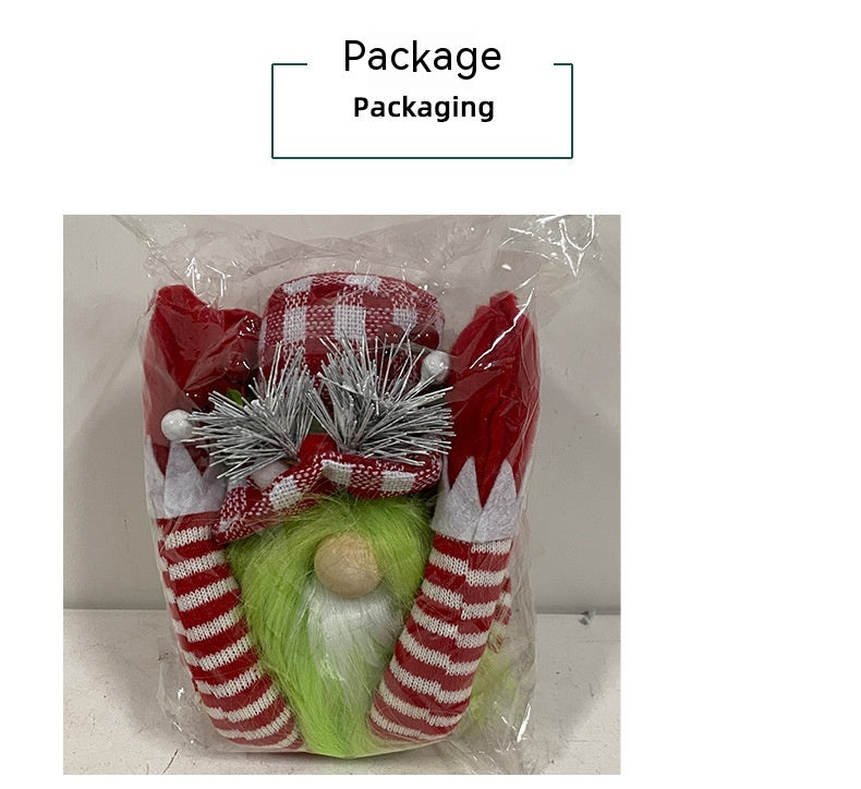 Soft cloth Christmas doll with festive hat and green beard decoration