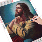DIY Jesus diamond painting craft kit with sparkling rhinestone finish