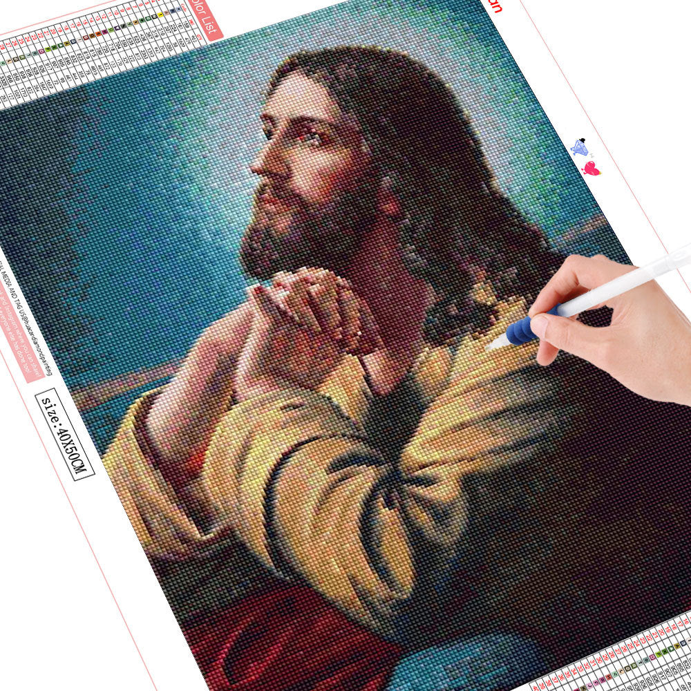 DIY Jesus diamond painting craft kit with sparkling rhinestone finish