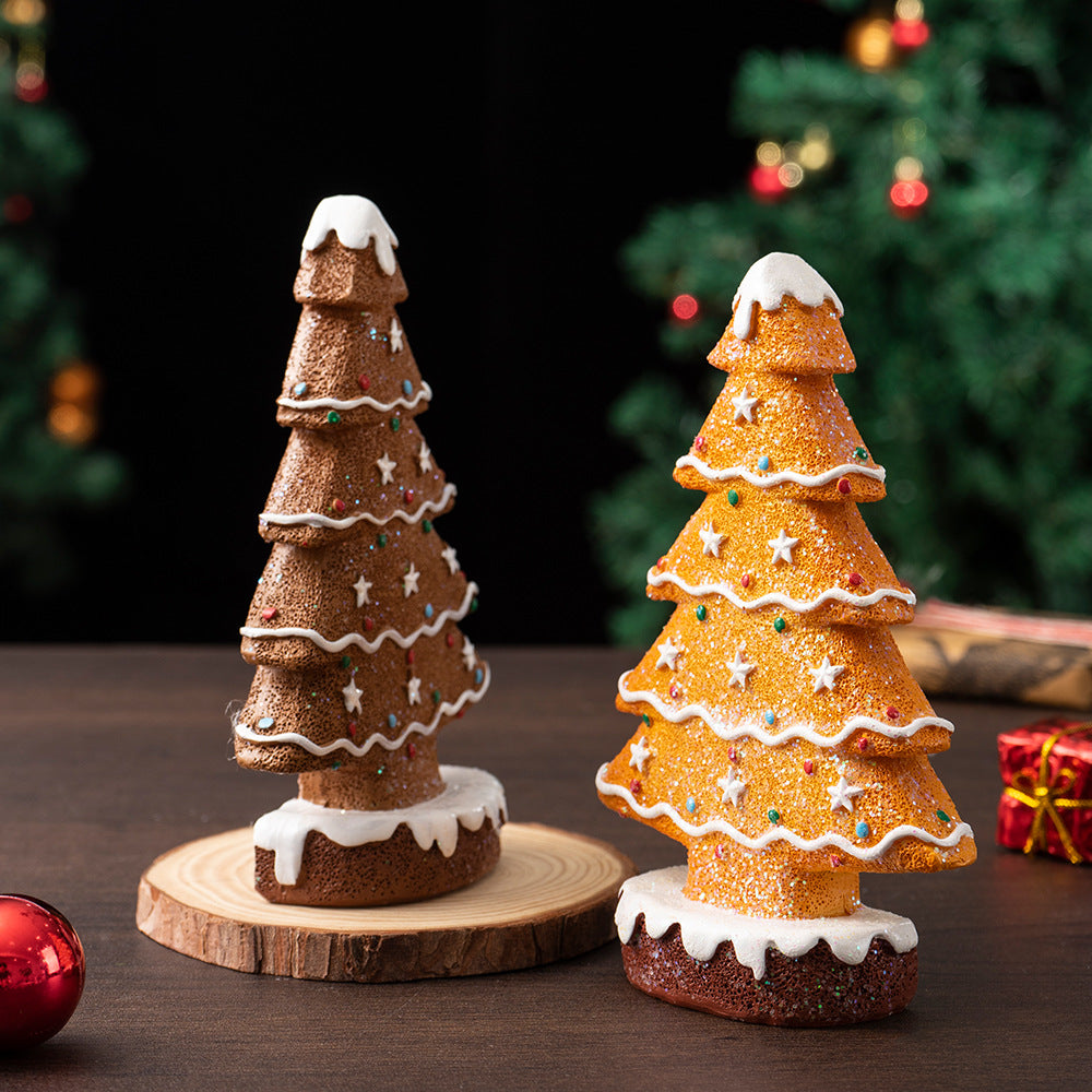 Resin gingerbread tree figurine with warm holiday charm for Christian home