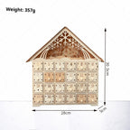 Close-up of illuminated wooden Advent calendar design in warm light