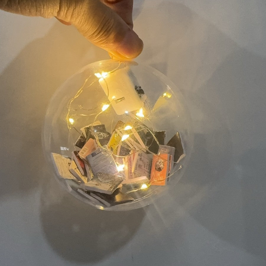 Christmas book themed ball decoration with glossy finish