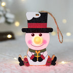 Set of luminous wooden Christmas ornaments