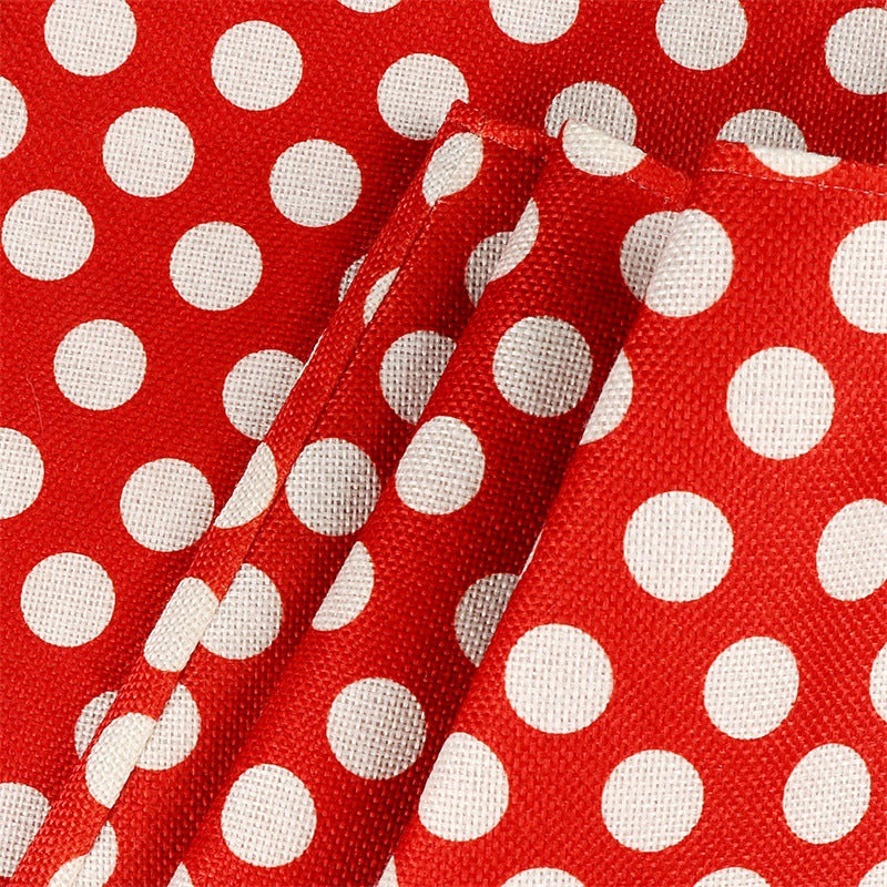 Festive red and white polka dot tree skirt for seasonal home decoration