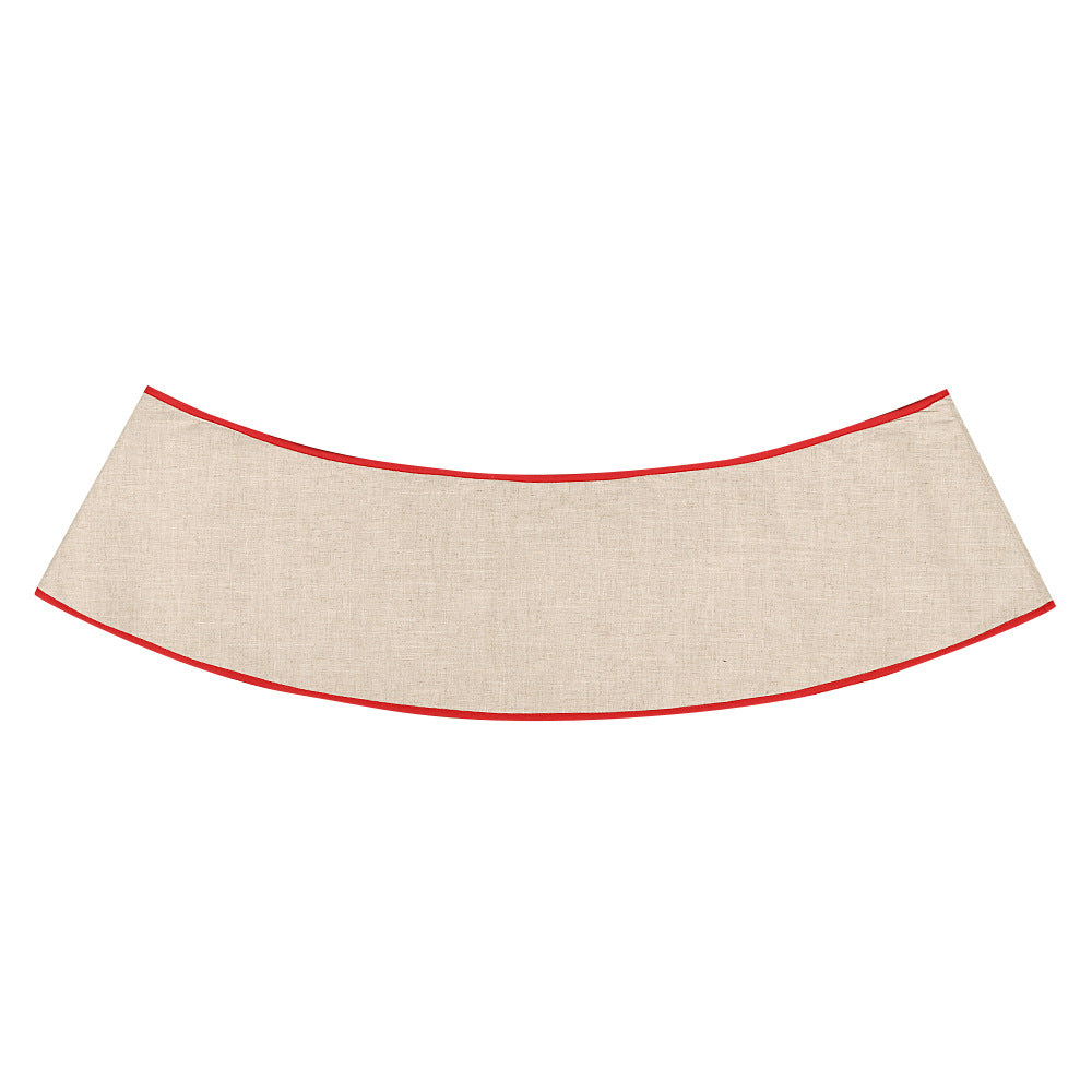 Foldable linen Christmas tree skirt with woodland elk motif for holiday decorating