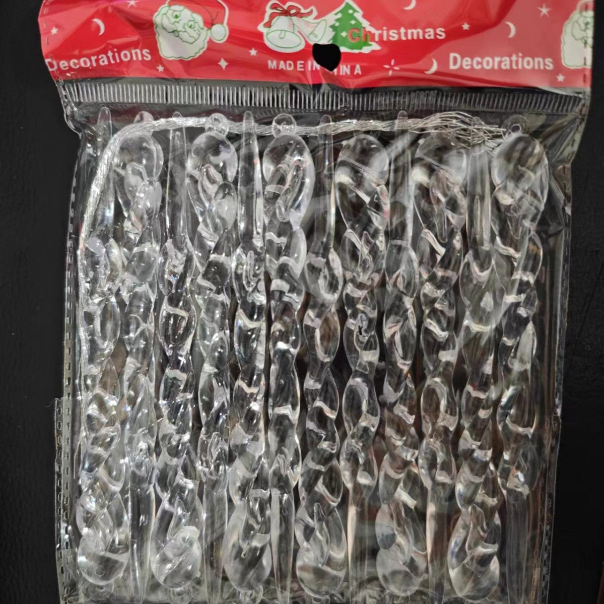 Clear transparent ice bar pendant set displayed individually on white background