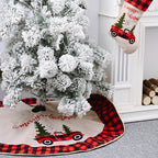 Christmas tree skirt styled around decorated holiday tree