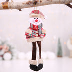 Close-up of button-decorated plaid cloth Christmas pendant