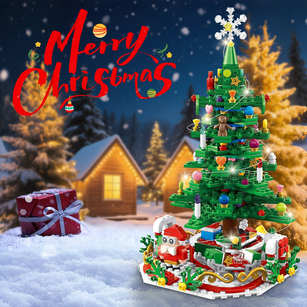 Multicolored Christmas tree building set with LED lights and 24 countdown boxes