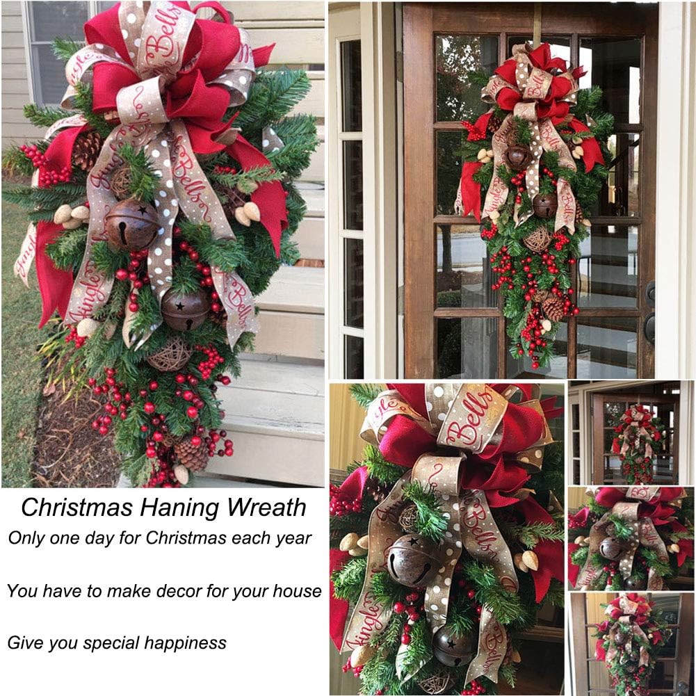 Christmas door hanging displayed on entrance door