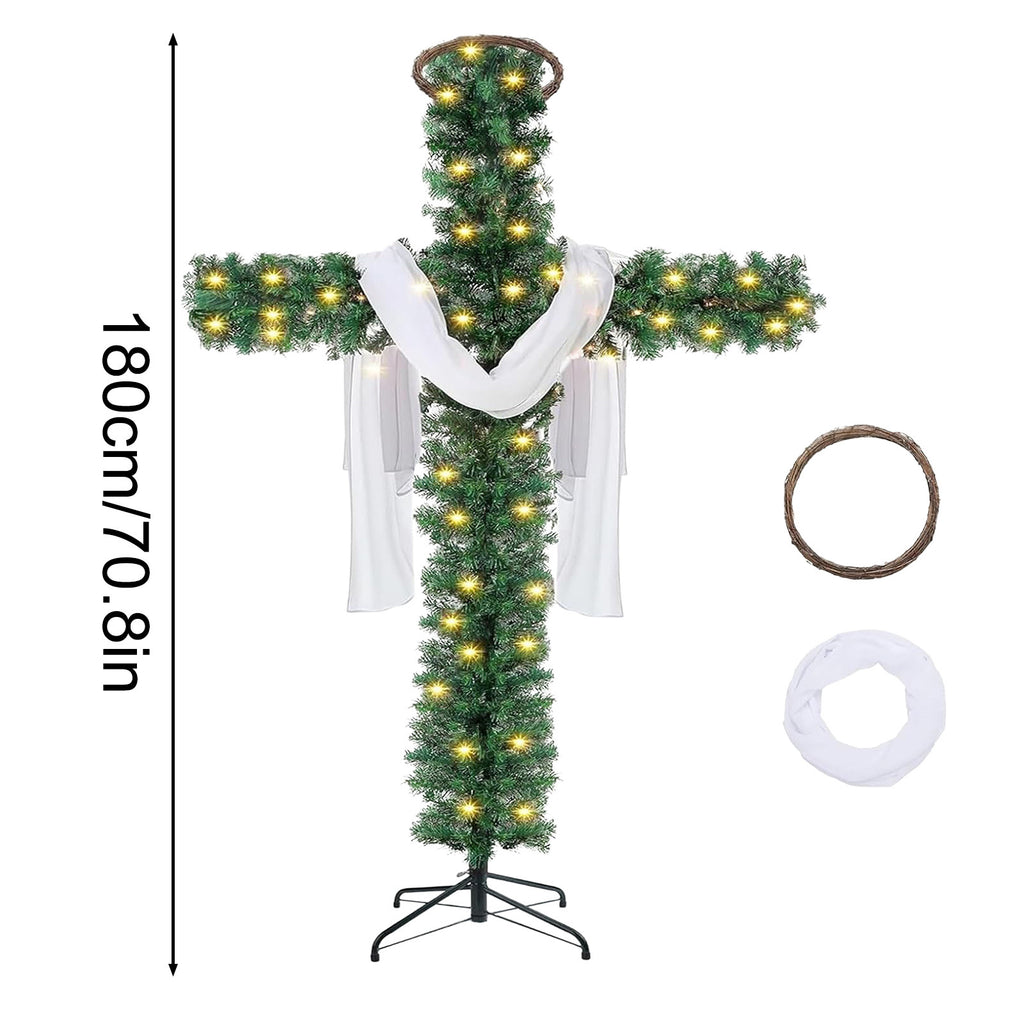 Stacked and packaged PVC Christmas tree showing compact storage design