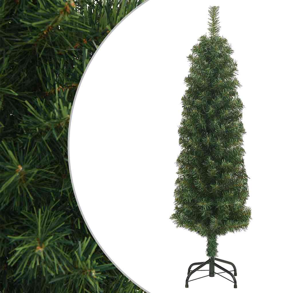Slim green artificial Christmas tree 150 cm with steel stand