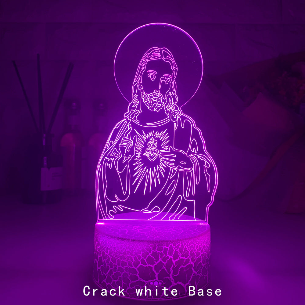 Jesus Mother Mary night light product layout with included accessories