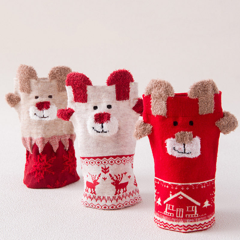 Christmas socks with Santa Claus animal pattern