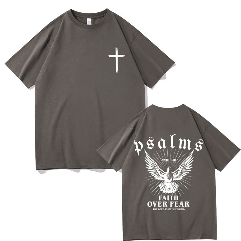 Short-sleeved men's t-shirt with faith dove design