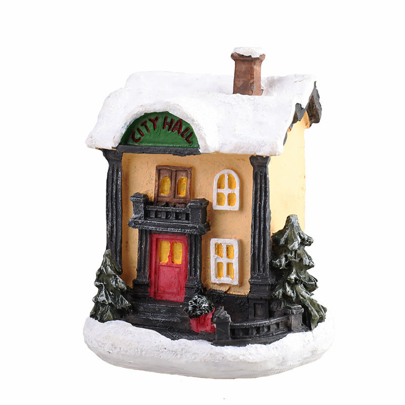 Resin Christmas village decoration for mantel display