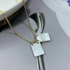 White Shell Mother of Pearl Virgin Mary Pendant Necklace - Christian Jewelry