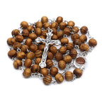 Adjustable Catholic rosary necklace with Virgin Mary cross design