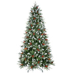 Christmas tree with rich evergreen branches and festive red berry accents