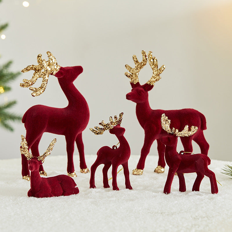 Silver elk pendant ornament with delicate flocked texture for Christmas display