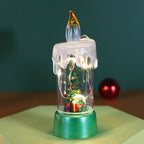 Copper Wire Christmas Tree Desktop Ornament with warm candlelight glow on festive background