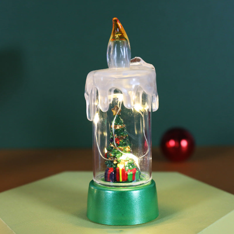 Copper Wire Christmas Tree Desktop Ornament with warm candlelight glow on festive background