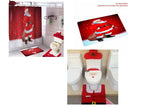 Festive bathroom curtain set with Santa snowman and reindeer holiday designs