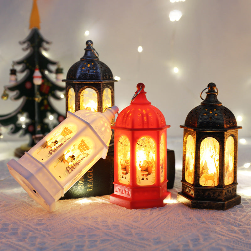 Christmas night lamp ornament displayed in warm holiday setting