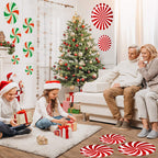 Festive snowflake and candy wall sticker in vibrant colors for Christmas decor